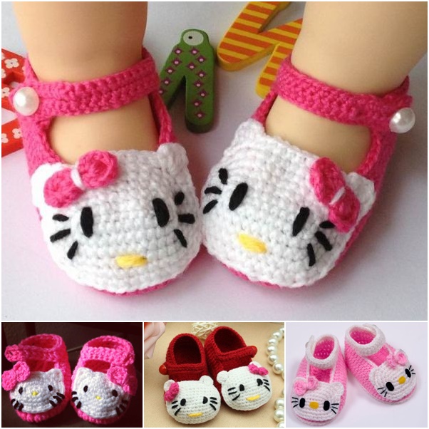 Homemade Hello Kitty Crochet Slippers