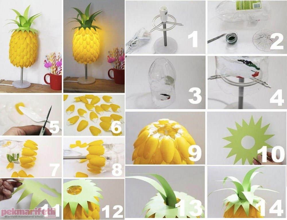 Made from Plastic Spoon pineapple shaped lampshades