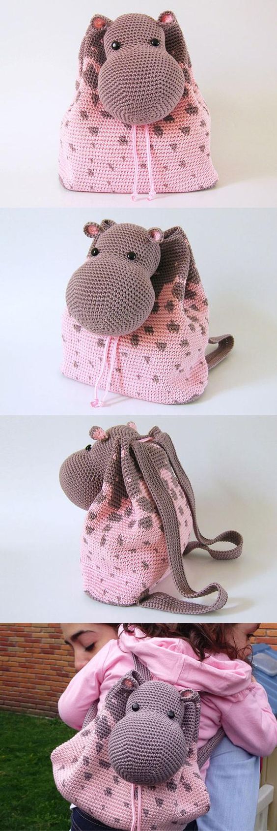 Hippo Backpack crochet pattern