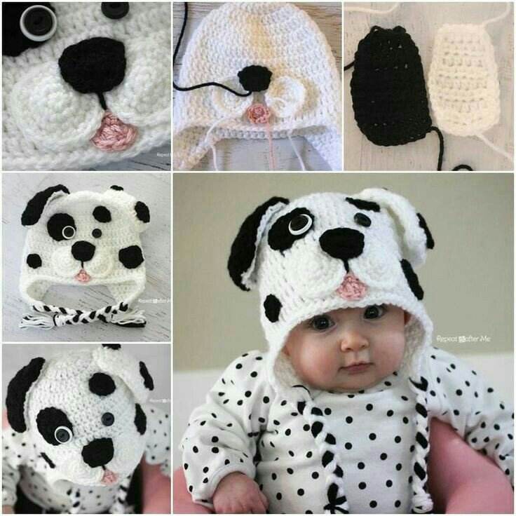 Crochet Dalmatian Dog Baby Hat 