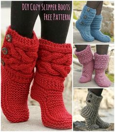 Hand knitted slipper socks - Knittting Crochet