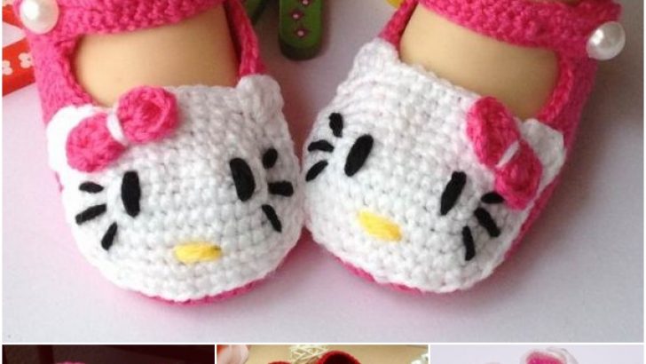 Homemade Hello Kitty Crochet Slippers