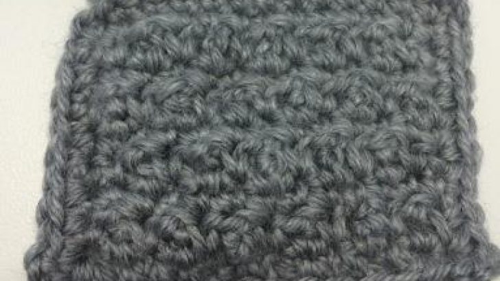 Raised Crochet Treble Square in the Checkerboard Textures Throw Crochet Along
