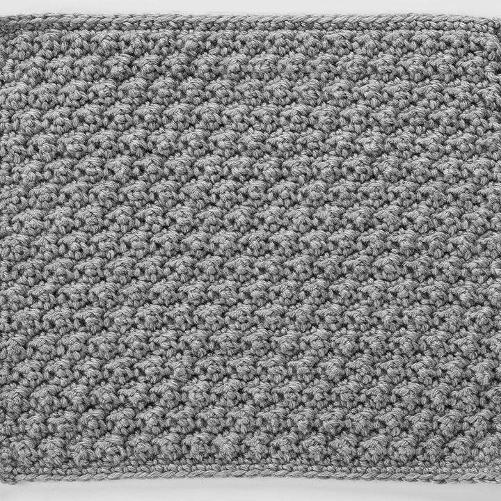 Raised Crochet Treble Square for Checkerboard Textures Throw