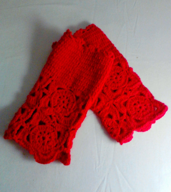 Crochet Fingerless Gloves Red Fingerless Mittens Women Clothing Accessories Gift For Her Valentine’s Day Gift