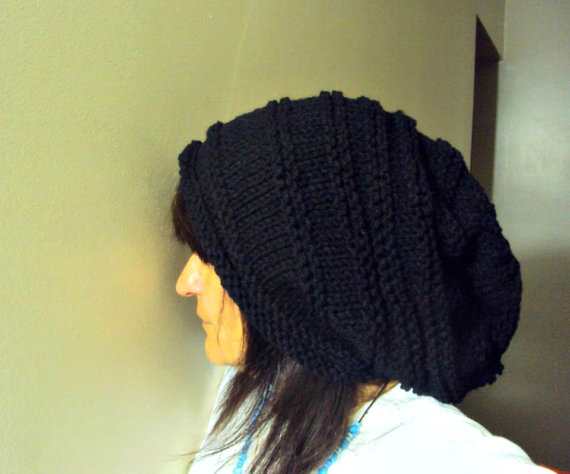 Super Slouchy Beanie Baggy Hat Black Celebrity Hat Unisex Dreadlock Hat Gift Ideas