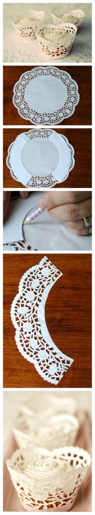 Cupcake Wrappers Made from Doilies: Free Cupcake Wrapper Template