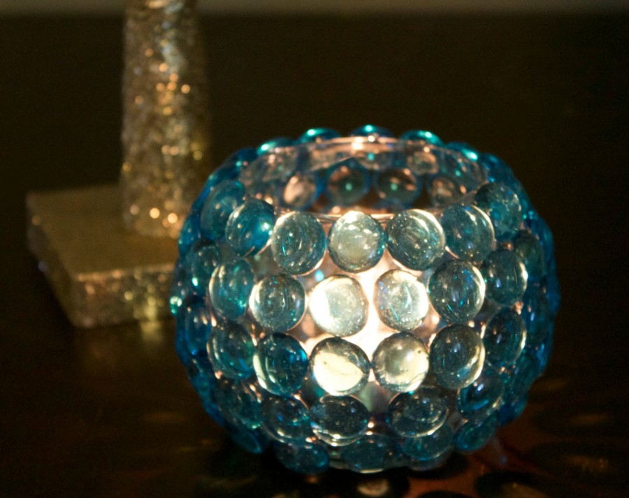 DIY glass bead candle holder