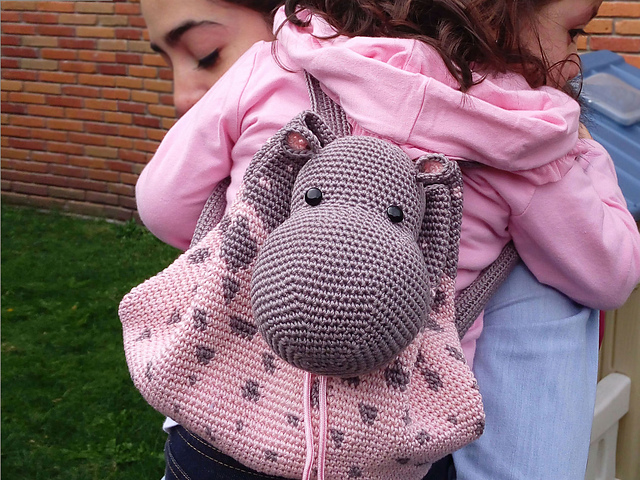 Hippo Backpack crochet pattern