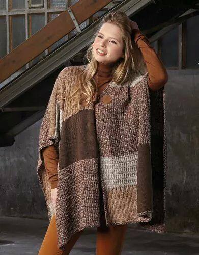 Knitted shawl poncho