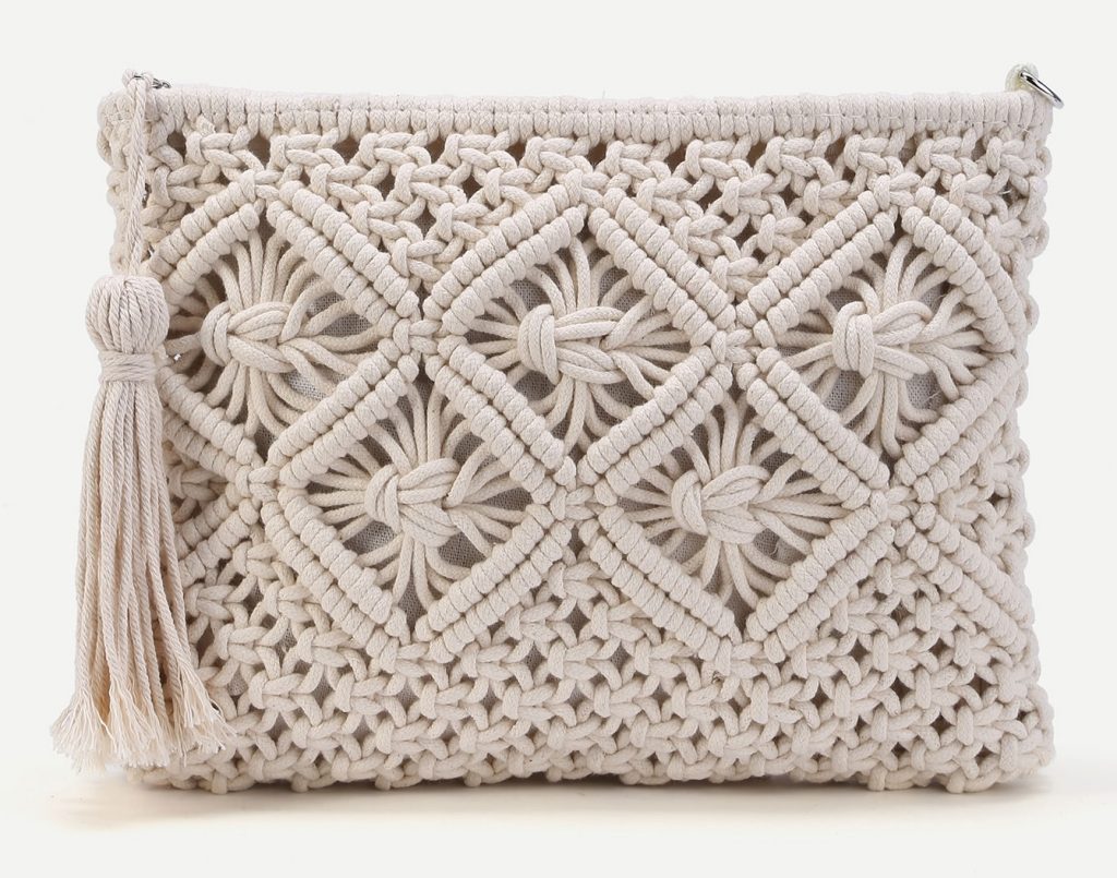 Crochet Clutch Bag With Tassel