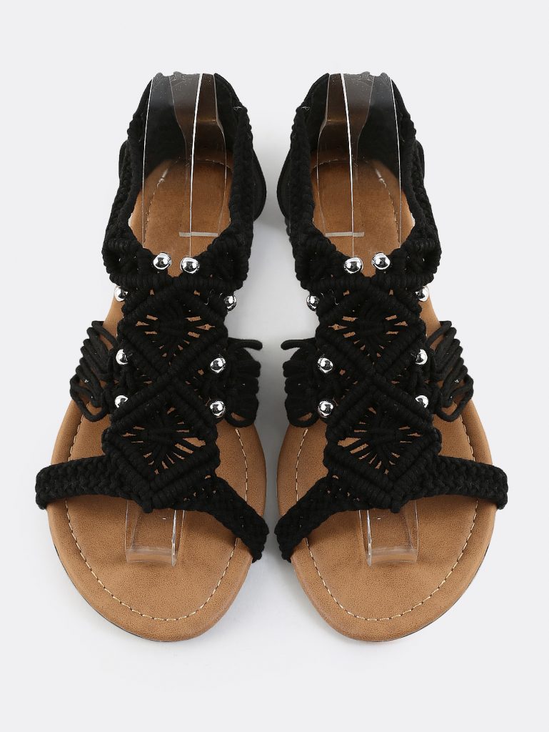 Crochet Flat Sandal BLACK