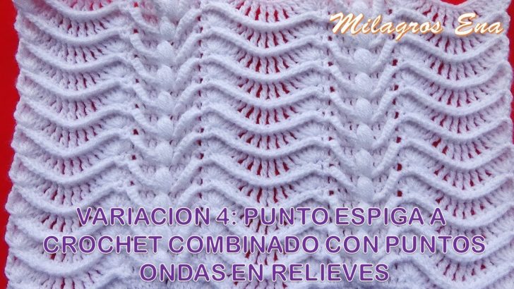 Abrigo, Suéter o Saco tejido a crochet para Damas en punto Ondas en Relieves paso a paso