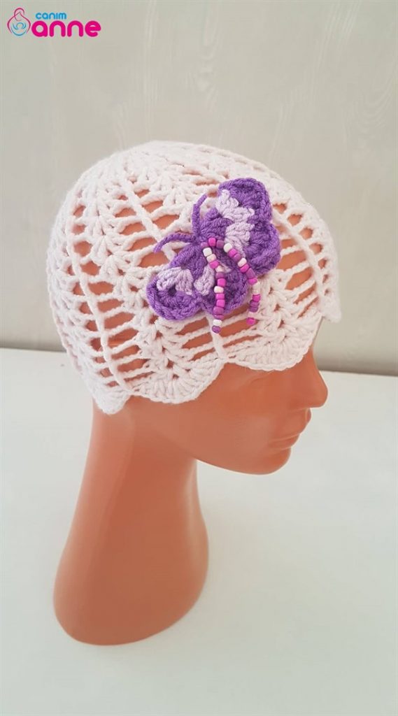 Crocheted Butterfly Baby Hat Free Pattern