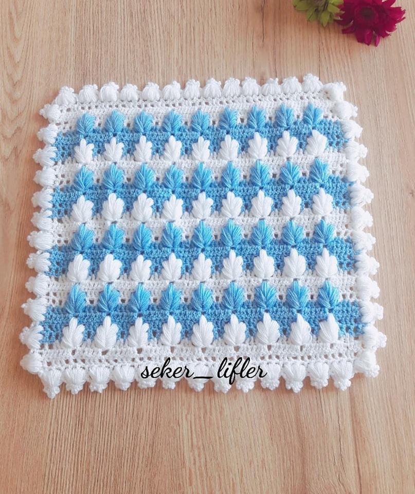 Punto maravilloso o arbolitos tejido a crochet para tejer mantitas para bebe